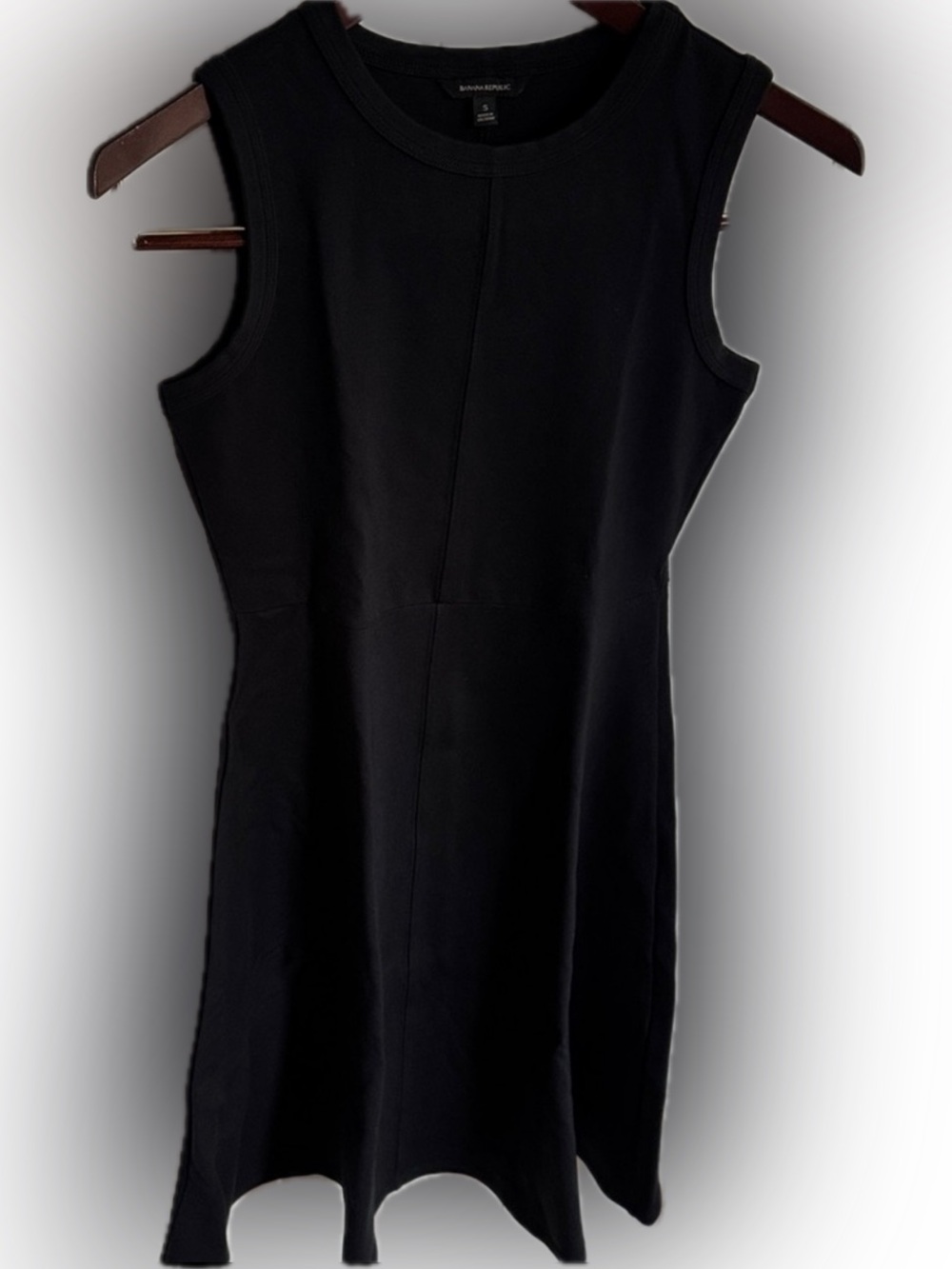 BANANA REPUBLIC DRESS SLEEVELESS FIT & FLARE A-LINE MINI MIDI BLACK S 350421